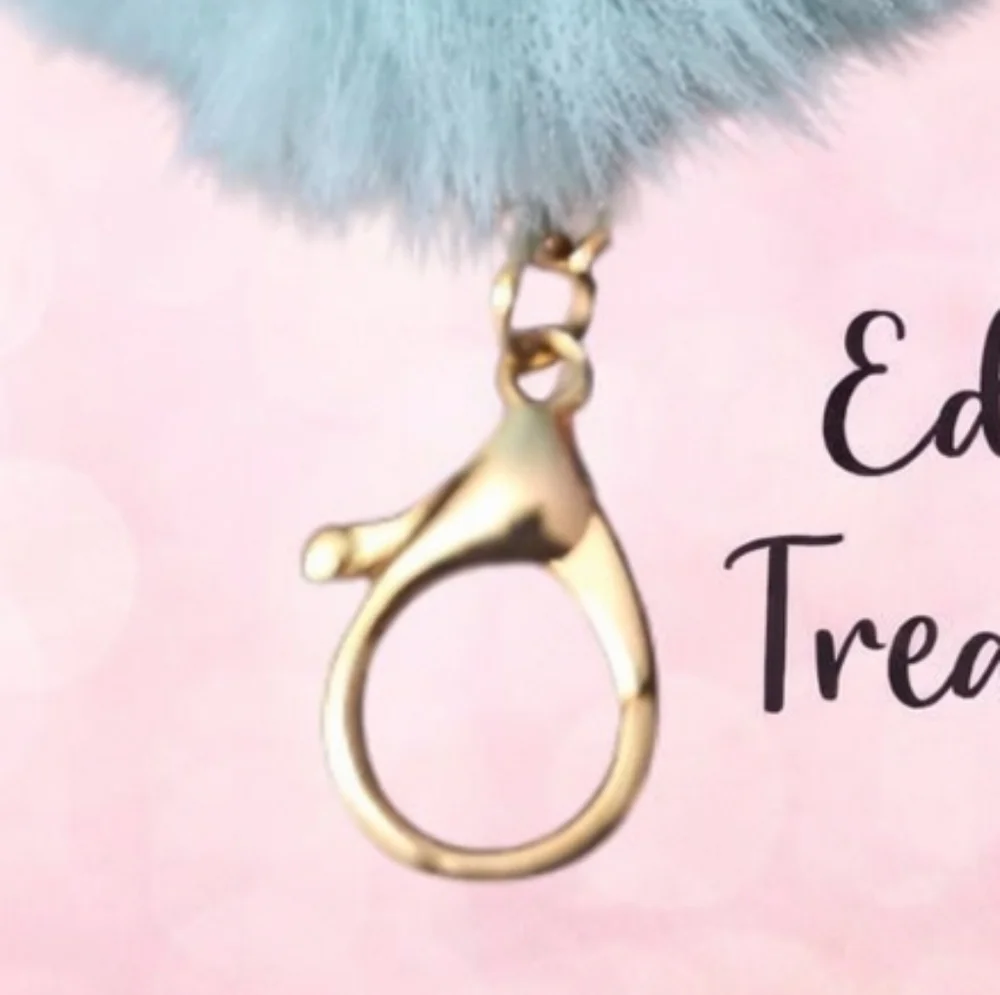 Light Blue Faux Fur Pom Pom Keychain Purse Charm & Bag Accessory